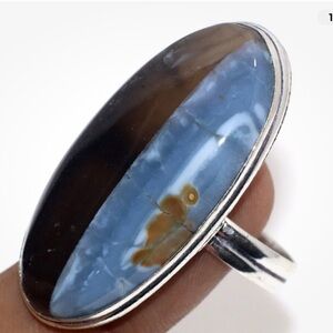 925 Silver Plated Owhyee Blue Opal ( Ethnic Ring Handmade Jewelry Size Us
10